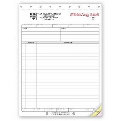 Packing List Forms - Large (2 Part)