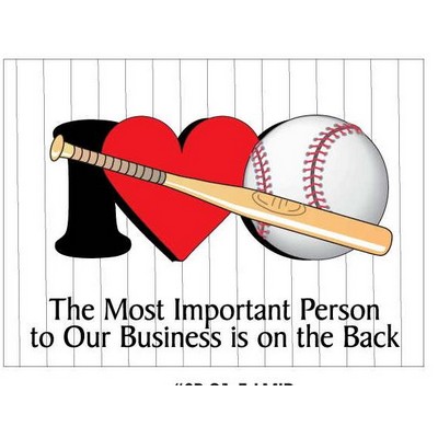 I Love Baseball w/Bat Rectangle Photo Hand Mirror (2½"x3½")
