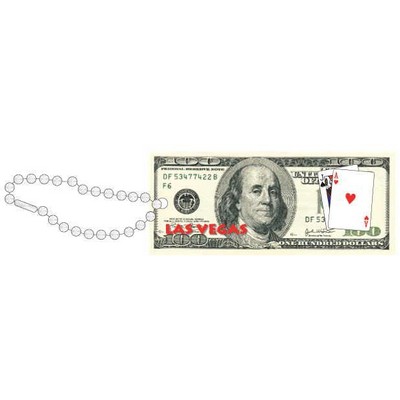 Las Vegas Blackjack $100 Bill Key Chain w/ Black Back (6 Square Inch)