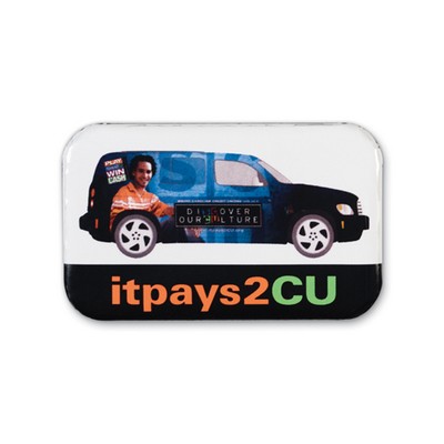 Rounded Corner Rectangle Button w/ Safety Pin Back (1 3/4"x2 3/4")