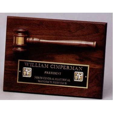 Solid Walnut Gavel Plaque (9"x12")