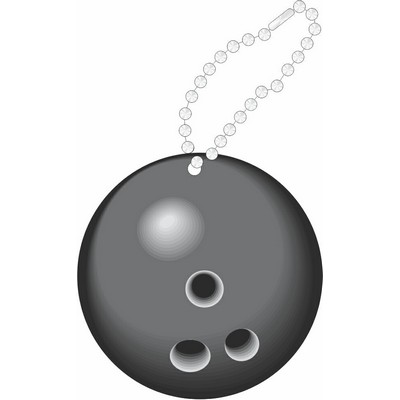 Gray Bowling Ball Promotional Key Chain w/ Black Back (4 Square Inch)