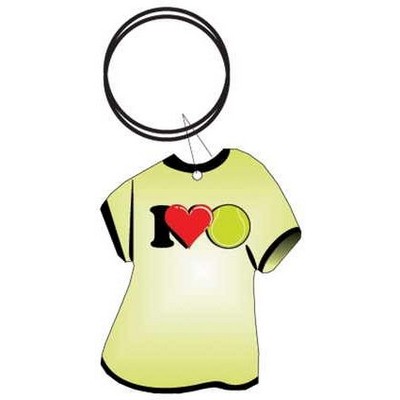 I Love Tennis T-Shirt Key Chain w/Clear Mirrored Back (4 Square Inch)