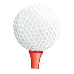 Golf Ball & Tee Magnet w/ Full Magnetic Back (12 Square Inch)