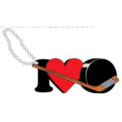 I Love Hockey Promotional Key Chain w/ Black Back (8 Square Inch)