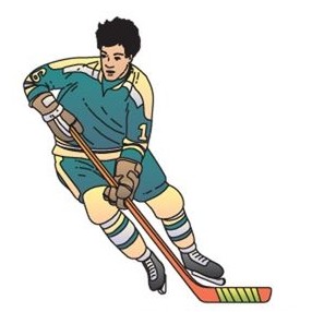 Hockey Player Promotional Magnet w/ Strip Magnet (2 Square Inch)