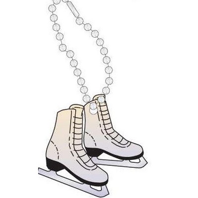 Ice Skates Promotional Key Chain w/ Black Back (8 Square Inch)