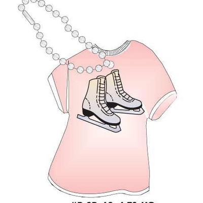 Ice Skate Promotional T-Shirt Key Chain w/ Black Back (4 Square Inch)