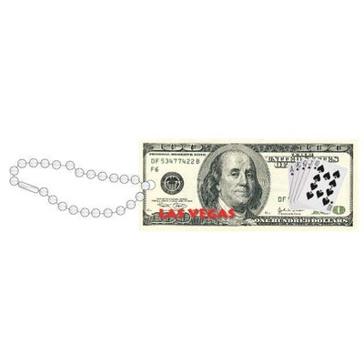 Las Vegas Royal Flush $100 Bill Key Chain w/ Black Back (8 Square Inch)