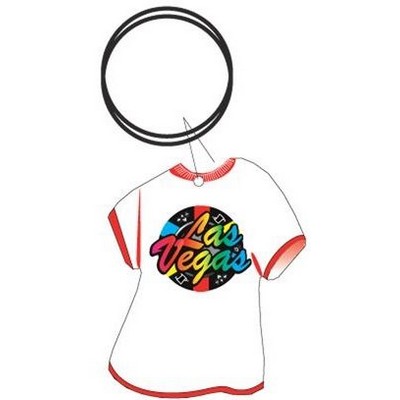 Las Vegas Poker Chip T-Shirt Key Chain w/Clear Mirrored Back (4 Square Inch)