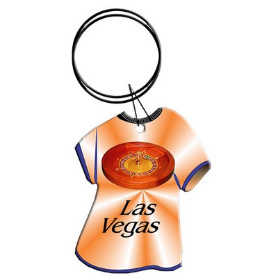 Roulette Table T-Shirt Key Chain w/Clear Mirrored Back (4 Square Inch)
