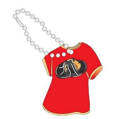 Fireman Hat Promotional T Shirt Key Chain w/ Black Back (4 Square Inch)