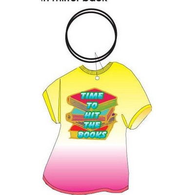 Time To Hit The Books Slogan T Shirt Keychain w/Mirrored Back (4 Square Inch)