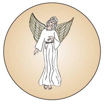 Angel Round Badge w/ Bar Pin (2 1/2" Diameter)