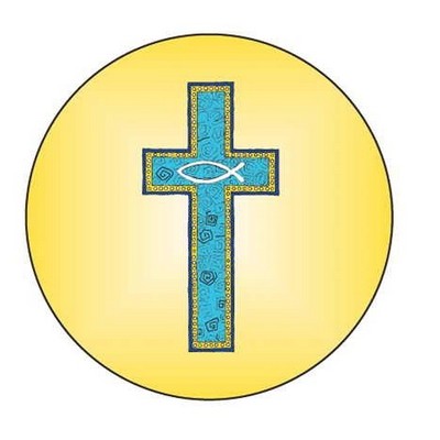 Blue Cross Round Badge w/ Bar Pin (2 1/2" Diameter)