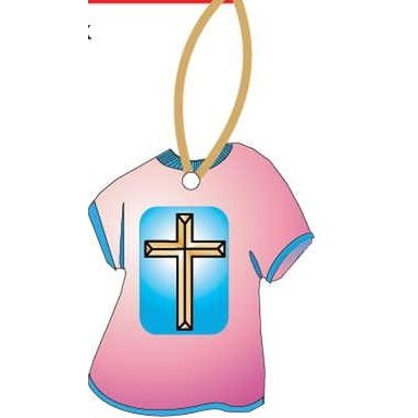 Gold Cross T-Shirt Promotional Ornament w/ Black Back (4 Square Inch)