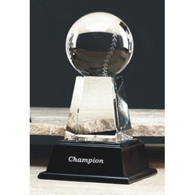 8" Optical Crystal Baseball Award