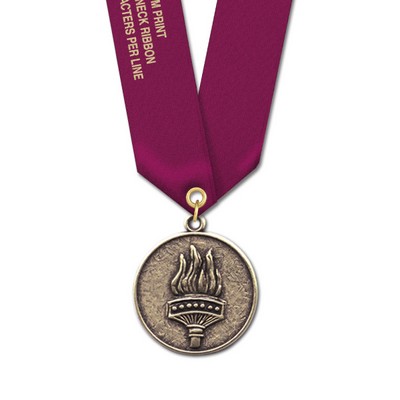 Torch Cast CX Medal w/Satin Neck Ribbon (1 1/8")