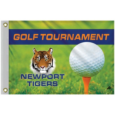 14" x 20" Custom Single Reverse Knitted Polyester Golf Flag with Heading & Grommets