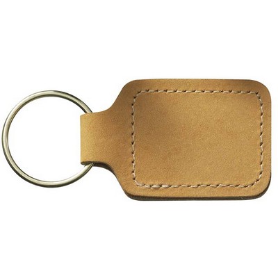 Nubuck Leather Small Rectangular 2 Sided Sewn Key Tags (2 3/8"x1 1/2")