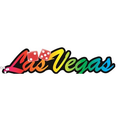Las Vegas w/ Dice Promotional Key Chain on Black Back (10 Square Inch)