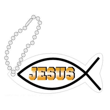 Jesus Fish Promotional Key Chain w/ Black Back (10 Square Inch)