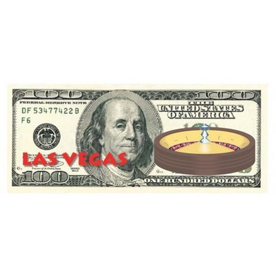 Vegas Roulette Table On $100 Bill Maxi Magnet (2 Square Inch)
