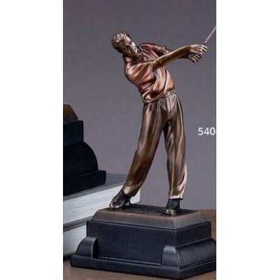 Golfer Swinging Club Trophy w/Rectangle Base (6"x10")