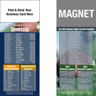 Tennessee Pro Football Schedule Peel & Stick Magnet (3 1/2"x8 1/2")