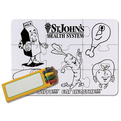 9 Piece Coloring Puzzles w/Crayons (5" x 7")