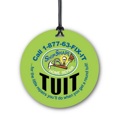 Full Color Write On Tag w/ Flexible Plastic Loop Strap (Circle 4")