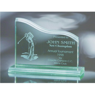 Jade Glass Waterfall Horizontal Wave Award (6"x7")