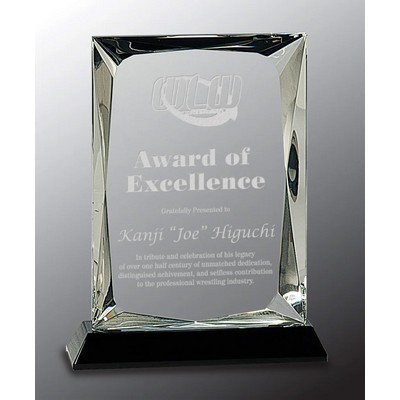 7 3/4" Clear Rectangle with Facet and Black Crystal Base (Screen printed)