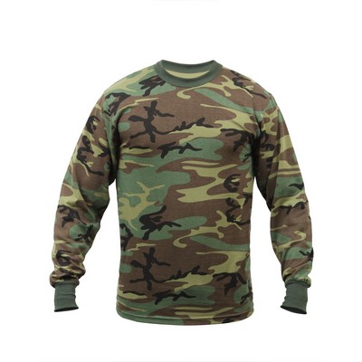 Woodland Camouflage Long Sleeve T-Shirt (2XL)