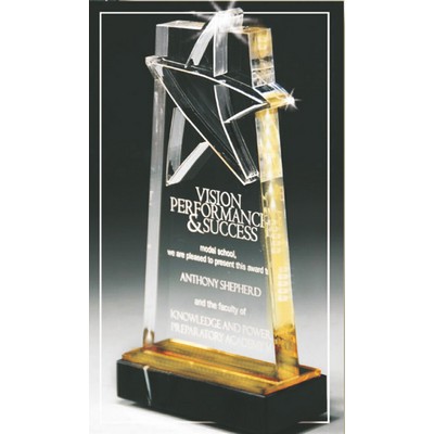 Gold Reflective Deep Laser Engraved Star Award - 4" x 7"