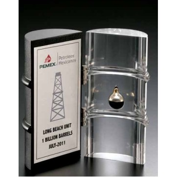Acrylic 2 Piece Hinged Barrel Embedment Award