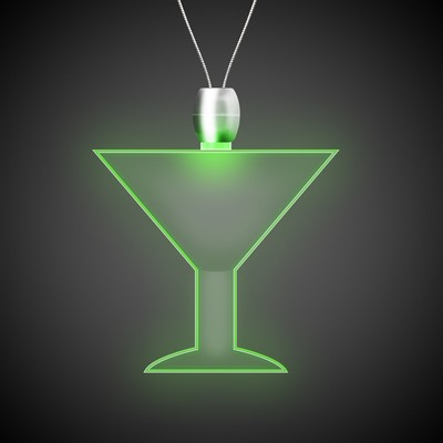 24" Green Martini Light-Up Pendant Necklace(Pad Printed)
