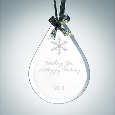 Beveled Rain Drop Jade Glass Ornament