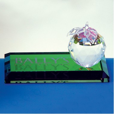 Flat Prism Award w/Mini Crystal Apple (Sandblasting)