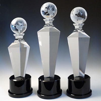 2" 1 Black/Clear Crystal Globe Trophy