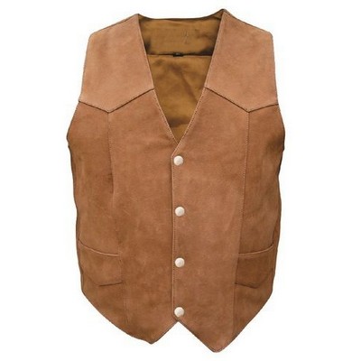 Brown Ladies Western Style Leather Vest w/Side Laces and 2 Pockets