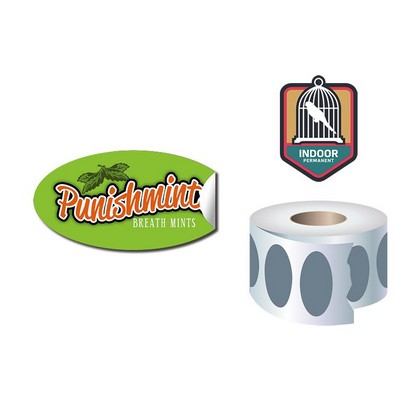 Roll Stickers / Decal - Indoor Permanent - 2x1 Oval Shape