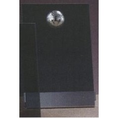 Smoked Glass Plaque Award w/Silver Baseball Accent, Plastic Mounts & Base (4"x6.5")