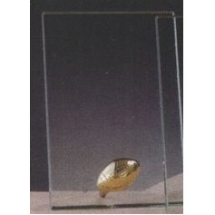 Clear Glass Plaque Award w/Football Golf Accent & Gold Plastic Mounts (7"x9.5")