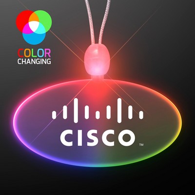 Light Up Acrylic Oval Necklaces with Multicolor LED - PRINTED