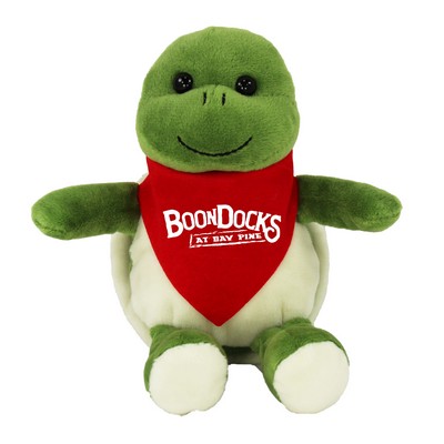 6" Lil' Turtle Stuffed Animal w/Bandana & One Color Imprint