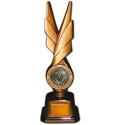Stock Phoenix 12" Trophy with 2" US Navy Coin and Engraving Plate