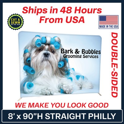 8' x 90" H Straight Double Sided Philly Fabric Display Kit - Made in the USA