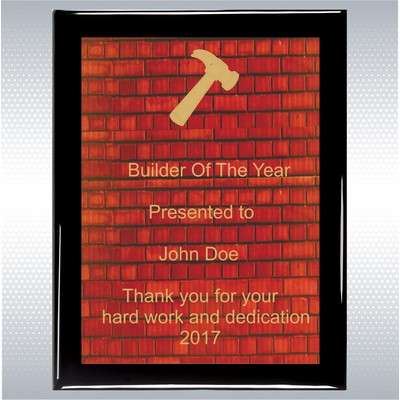 Black Piano Plaque w/Brick Design Plate (8" x 10")