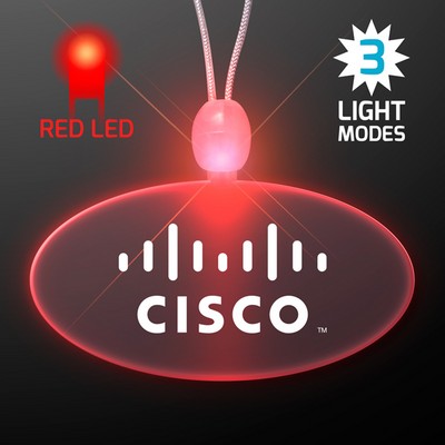 Light Up Acrylic Oval Necklaces with Red LED - PRINTED